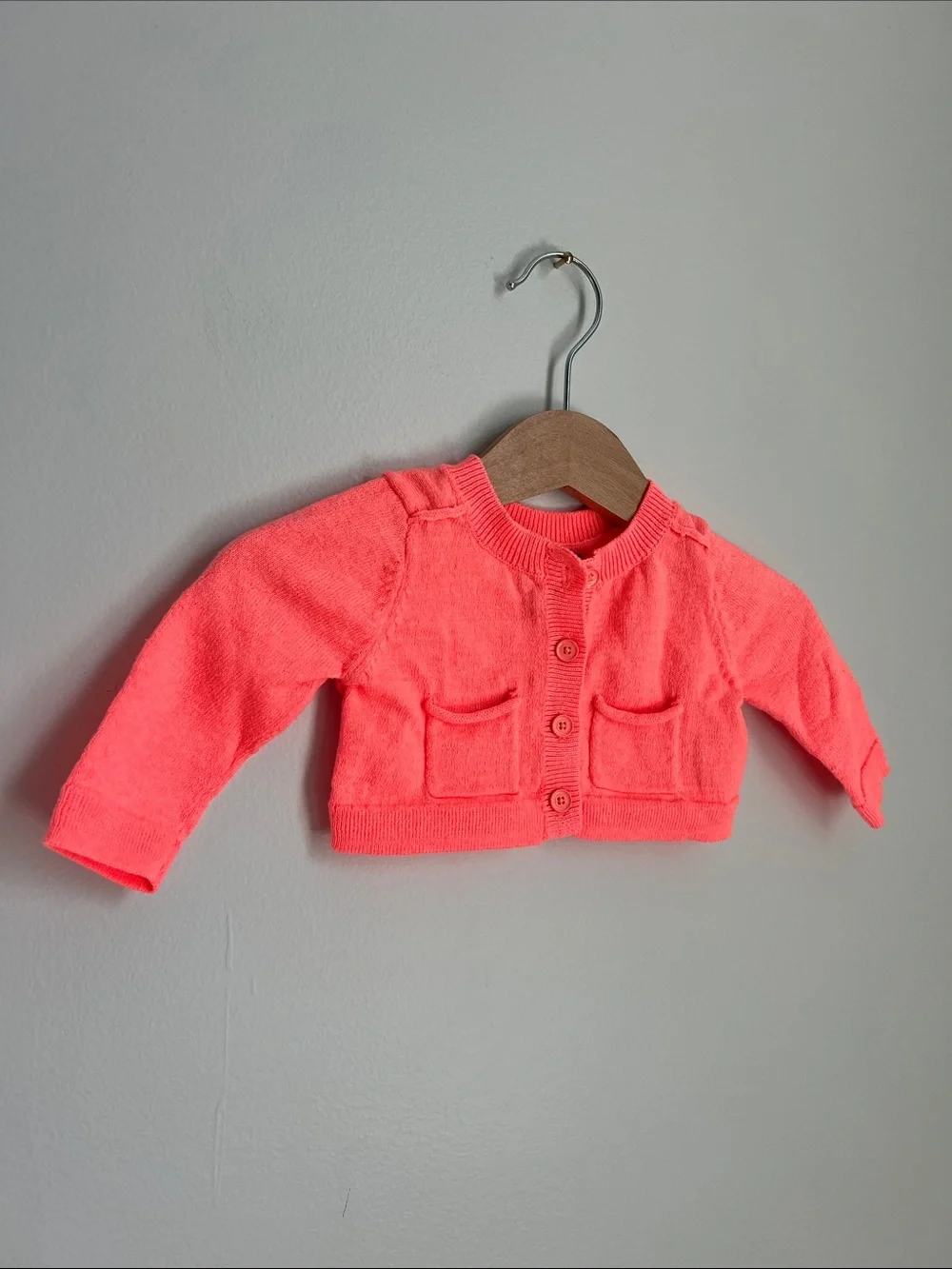 GAP | Baby Neon Coral Knit Cardigan Jacket Size 0-3 Months